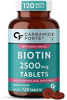 Carbamide Forte Biotin 2500mcg for Hair Growth | Biotin Supplement for hair, skin, and nails | Hair Vitamins for Men & Women | 120 Tablets