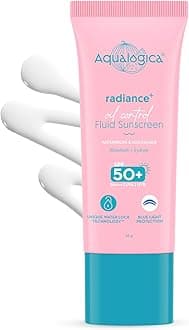 Aqualogica Radiance+ Oil Control Fluid Sunscreen for Oily Skin - 50g | Ultra-Light Fluid Texture | SPF 50+ PA++++ UVA, B & Blue Light Protection | Invivo tested | Oil Free | Controls Excess Oil | Non