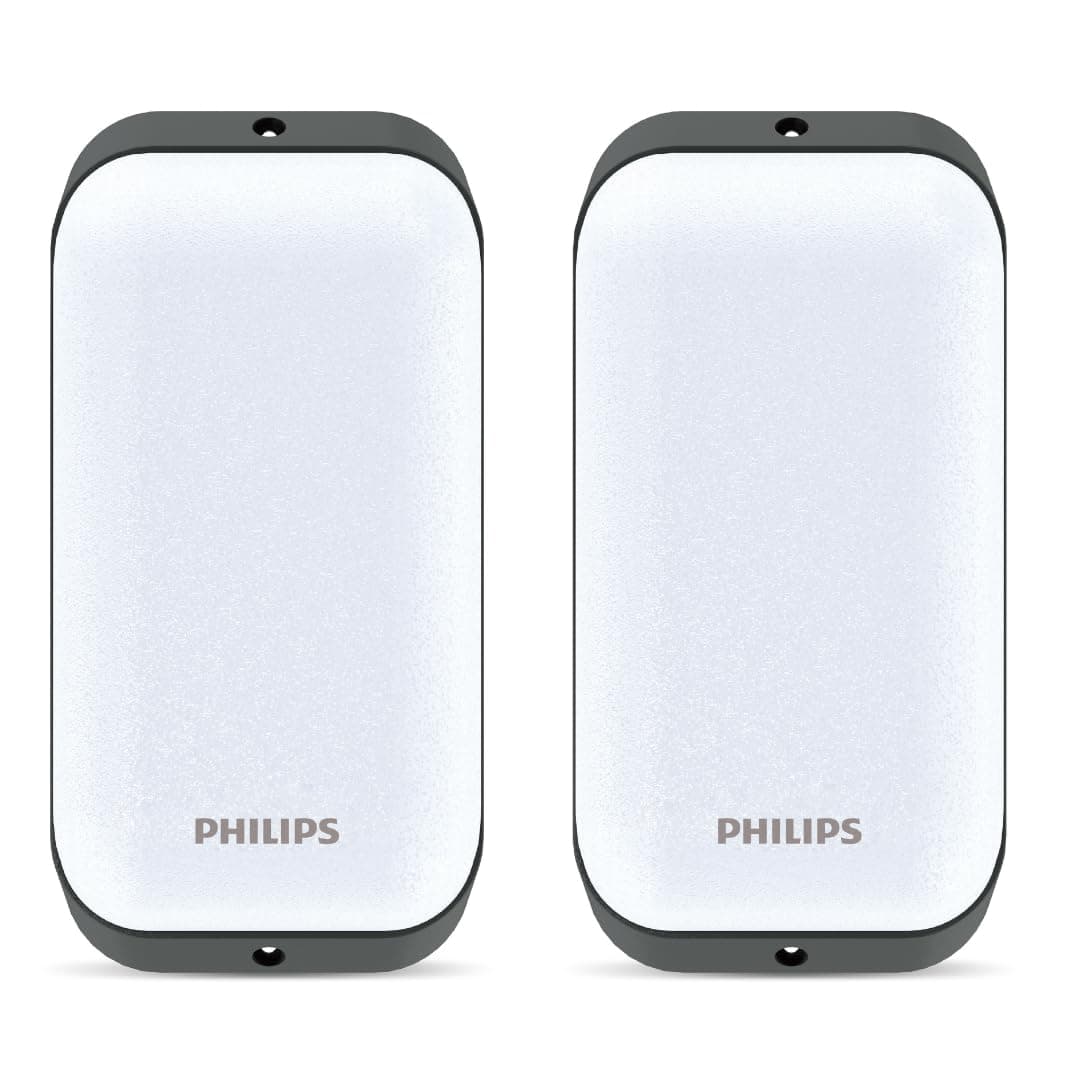 Philips 10-Watt LED Bulk Head Light |WT110W LED10S Bulk Head Light for Office, Shop & Outdoor Lighting | Colour : Crystal White, Pack of 2