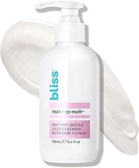 Bliss Makeup Melt Jelly Cleanser | Suitable on Dry/Wet Skin | Super-Gentle with Soothing Rose Flower | Paraben Free, Cruelty Free | 6.4 fl oz