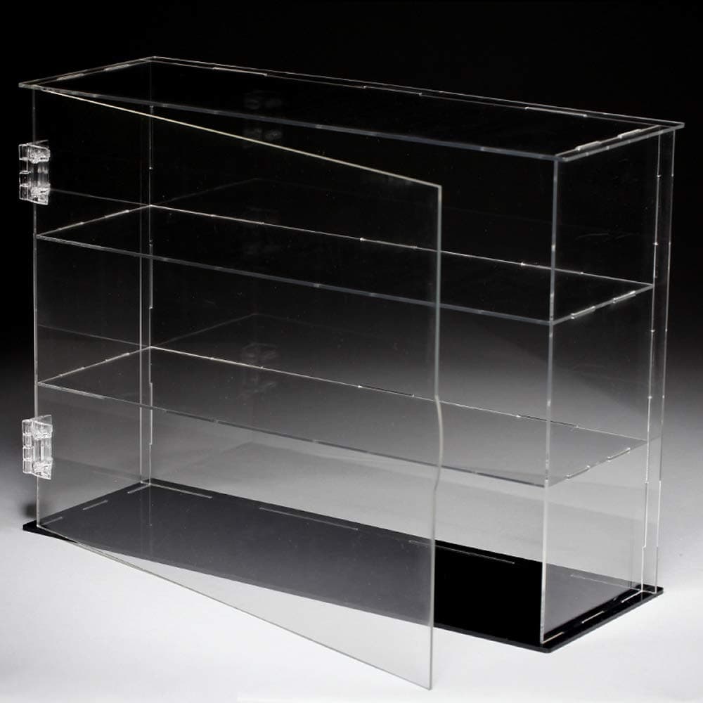 Lanscoe Three Layers Clear Acrylic Display Case Countertop Box Cube Organizer Stand Dustproof Protection Showcase for Action Figures/Toys/Collectibles, 12.6x4x9.4 Inch (32x10x24 cm)