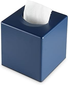 Tissue Box Cover, Square Facial Tissue Holder Storage for Bathroom Vanity, Countertops, Dressers, Night Stand, Parlors and Offices - Navy Blue