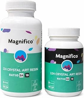 Magnifico 12H Resin | Clear UV-Resistant Epoxy Resin Art Kit (2:1), Crystal Clear, High Gloss, Protective Coating for Wood, Artwork, Furniture, Durable Finish (300 GR)