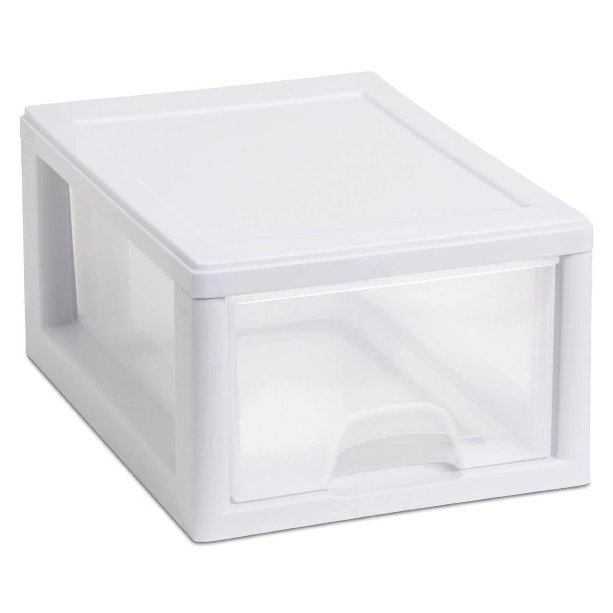 STERILITE 20518006 Stackable Small Drawer White Frame & See-Through (12 Pack)