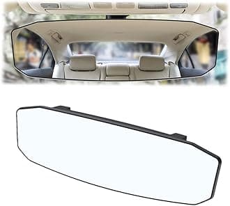 Car Rear View Mirror, 12 Inch Car Interior Panoramic Convex Rearview Mirror, Clip-On HD Wide Angle Extended Curved Mirror, Reduce Blind Spot Effectively, Universal Car Accessories (Irregular White)