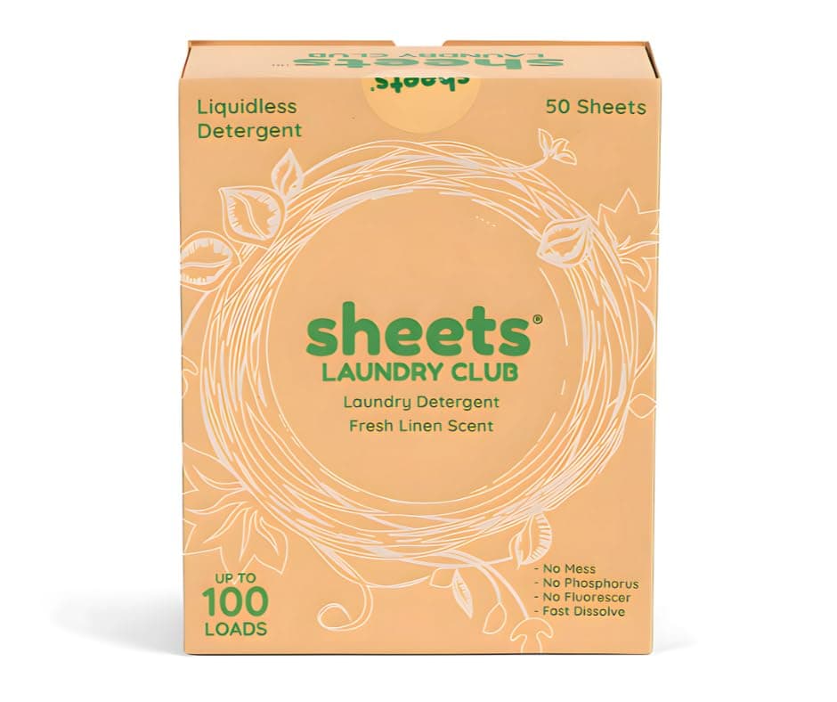 - Liquidless Laundry Detergent Sheets, 100 Loads - Fresh Linen Scent, Eco-Friendly, Quick-Dissolving Formula, Hypoallergenic, Septic Safe, Plastic-Free Packaging - 50 Sheets
