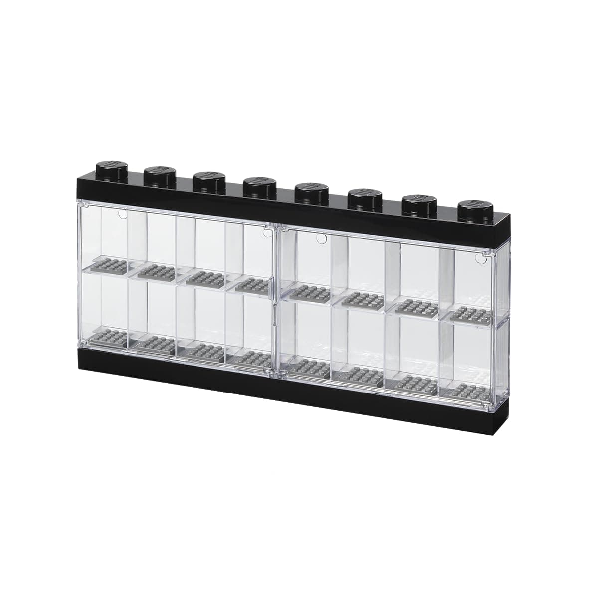 LEGO Minifigure Display Case 16 Black, Stackable Container for Wall or Desk, Space for 16 Minifigures, Home Office Display Cabinets LEGO storage