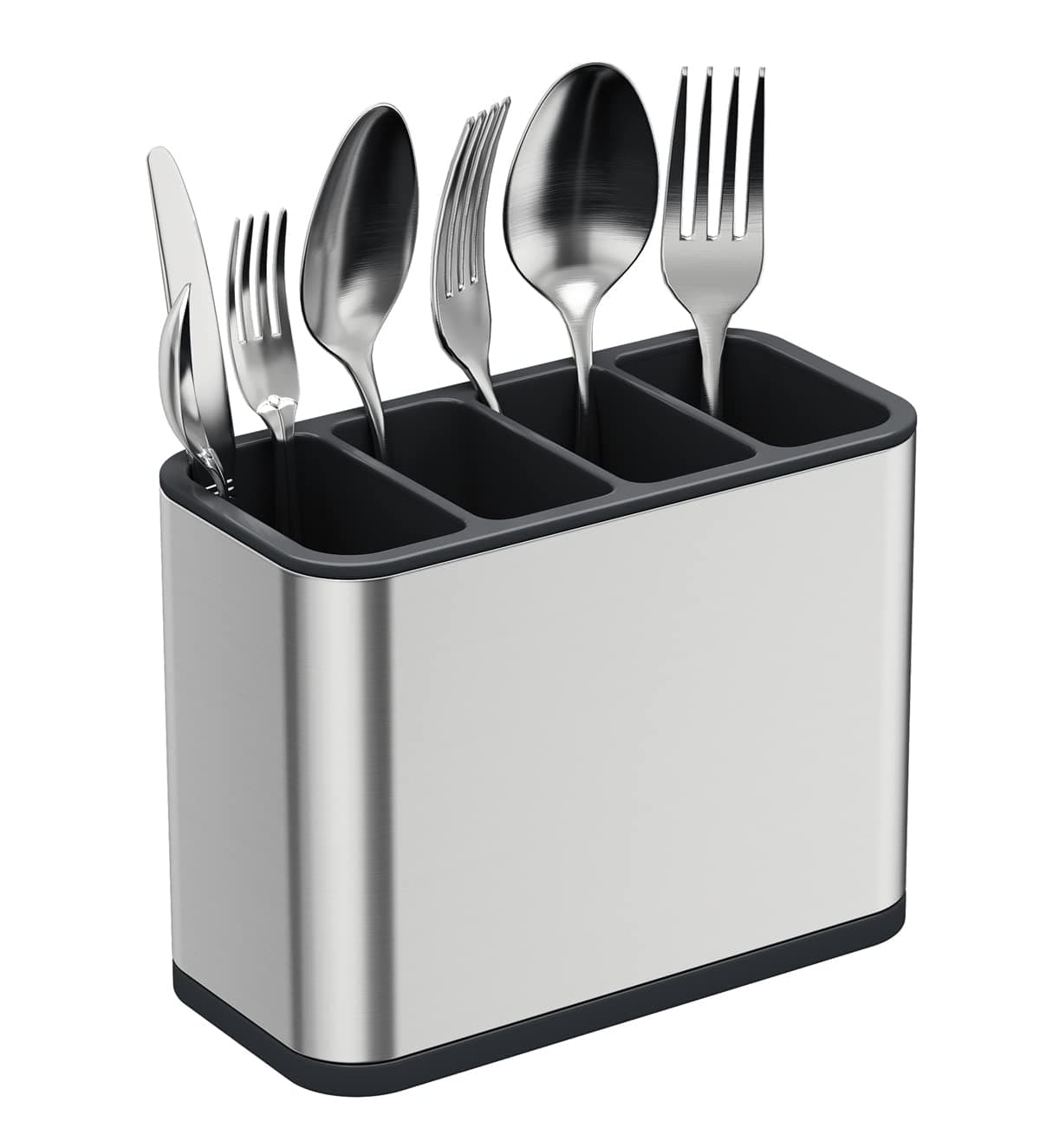 Silverware Caddy Utensil Caddy Spoon Holder with 4 Divided Compartments, Sturdy Stainless Steel, Rust Proof