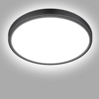hepside Bathroom Light, 3000K/4000K/6500K 3 Color Temperature LED Ceiling Light, 15W 1500LM, IP54 Waterproof, Round, Small, Modern, Flush Ceiling Light for Bathroom, Kitchen, Bedroom, Black