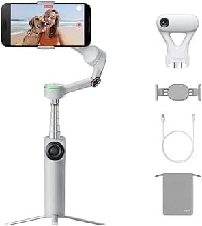 Flow 2 Pro AI Tracker Bundle Grey - Industry-First AI Phone Gimbal with Apple DockKit, Pioneering 360º Pan Tracking, Free Tilt, Built-in Tripod/Selfie Stick, Portable Vlog/Travel Stabilizer