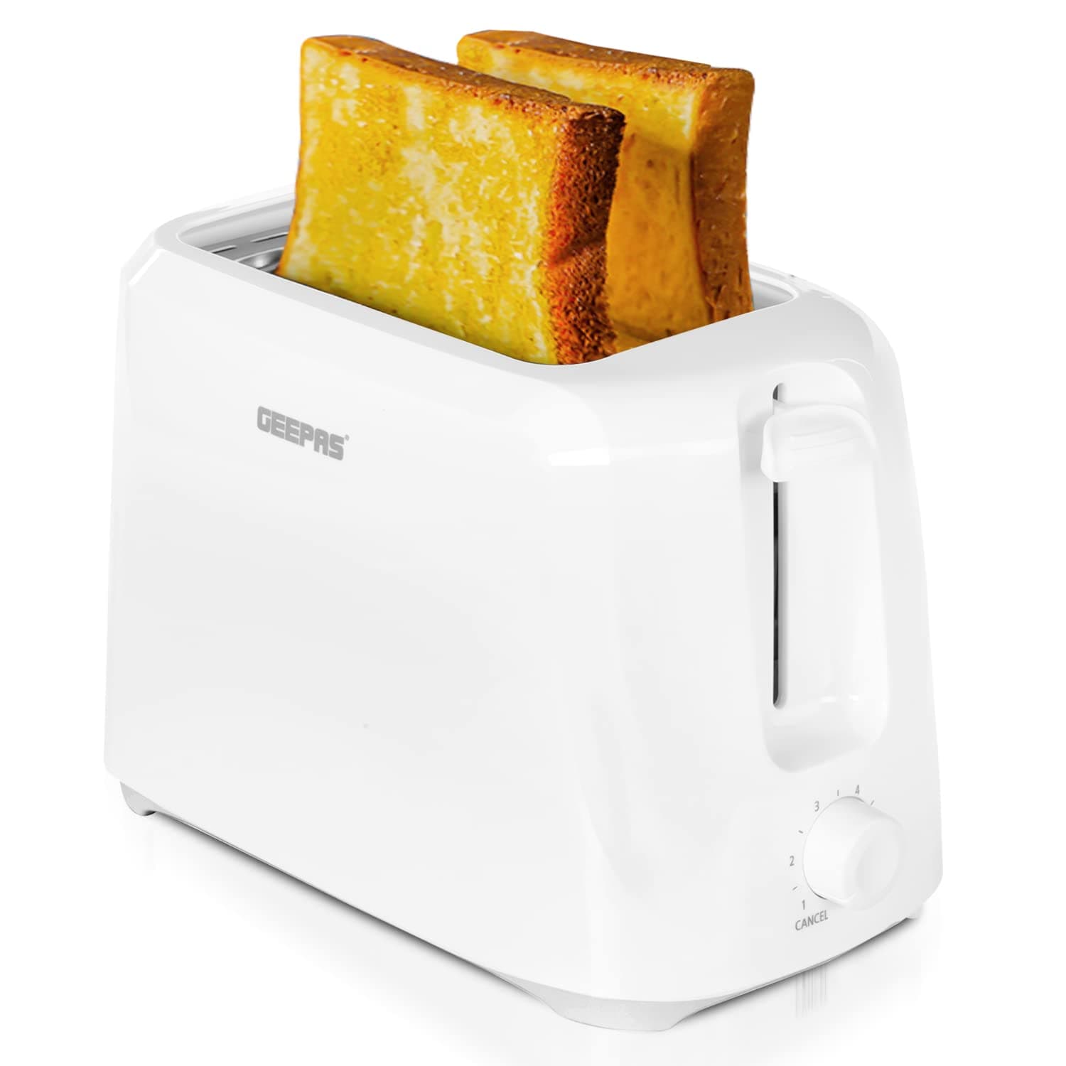 Geepas 2 Slice Bread Toaster, Variable Browning Setting, GBT36515 | Cancel Function | Removable Crumb Tray | Wide Slots and High Lift Feature | Cord Storage