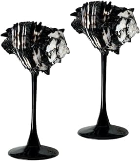 2 Pack SeaShell Wine Glasses Wedding Wine Glasses Martini Glasses Drinkware Drinking Stemware for Birthday Wedding Beach Bridesmaids Anniversary Party (Black)
