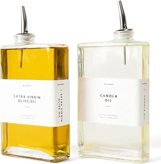 Olive Oil Dispenser Bottle for Kitchen, Automatic Pourer, Glass Thin Bottle Dispenser for Kitchen, Olive Oil Cruet, | Set of 2 - Silver