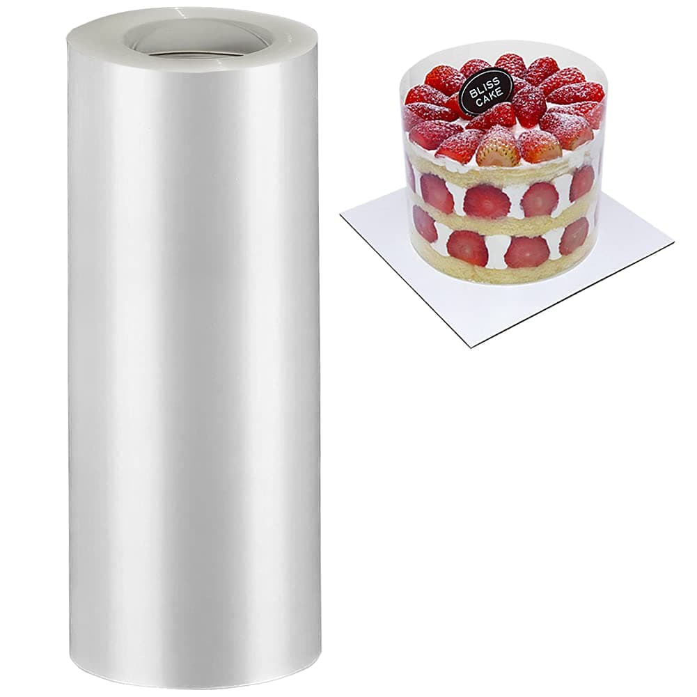 8 Inch Cake Collars, Clear Transparent Acetate Sheet Roll, Plastic Wrap, Collar For Chocolate Mousse Diy Wraping Decorating Shaker Cards(Length 394Inch)