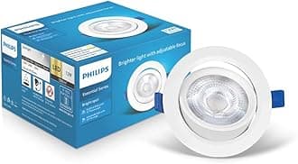 Philips polycarbonate 12 Watt White LED Ceiling COB Round Spot Light with Adjustable Tilt|Cut out: 107mm|Warm White, Pack of 1 (Bright Spot)