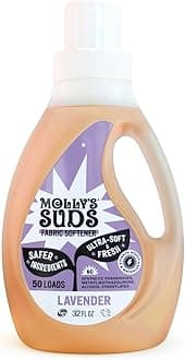 Molly’s Suds Fabric Softener Liquid for Sensitive Skin | Vinegar-Powered, Infused with Essential Oils | Fights Static, Reduces Wrinkles, Deodorizes | Lavender, 50 Loads