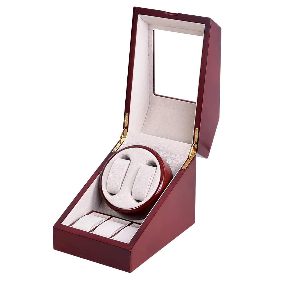 HEZALA Automatic Double Watch Winder Box with Quiet Mabuchi Motor, 2+3 Mechanical Watch Storage Case, AC Adapter-3 Rotation Mode Setting, Soft and Flexible Watch Pillows Fit Lady and Man Watches
