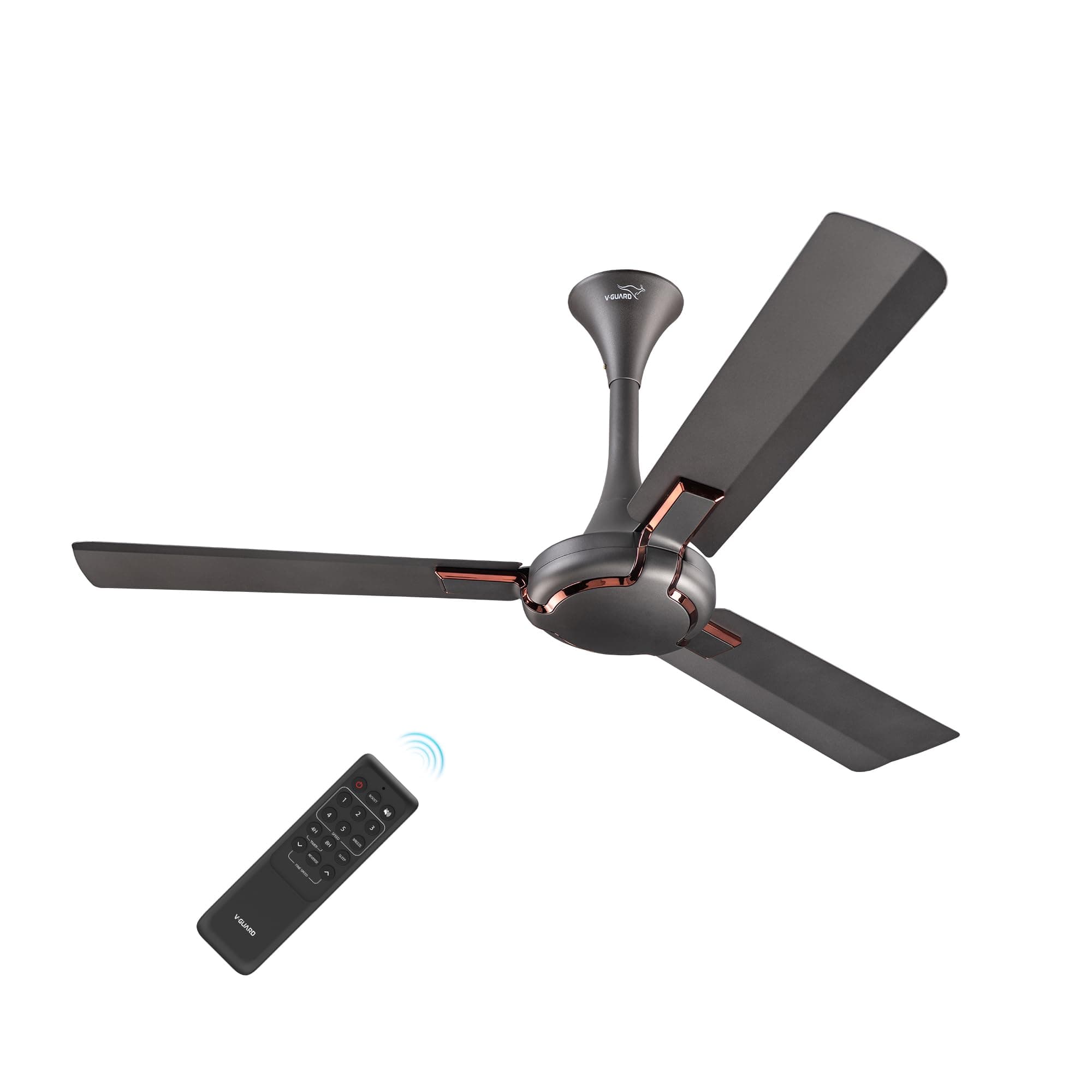V-Guard Exado Pro ES BLDC Ceiling Fan | Remote Control | Anti Dust Coating | BEE 5 Star Rating | 400 RPM | 100% Copper Motor |1.2 Meter (Choco Brown Matte)