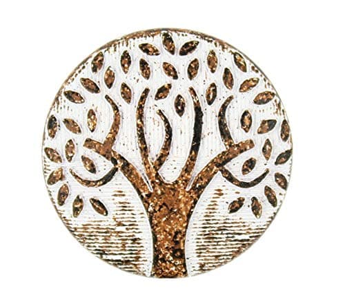 Bezelry 10 Pieces Big Tree Pattern White Rust Varnished Metal Shank Buttons. 25mm (1 inch)