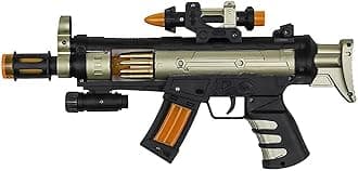 AGAS Musical Toy Gun with Flashing Lights, Pretend Play Gun Toy with Vibrating Body Guns & Darts, No Bullets Required. (Toy Gun Musical)