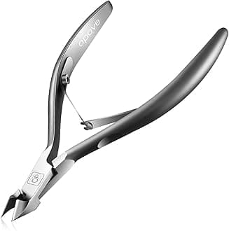 opove Cuticle Nippers 1/2 Jaw Extremely Sharp Cuticle Trimmer Scissors Stainless Steel Nail Clipper Cutter Remover Pedicure Manicure Tool, X7, Space Grey