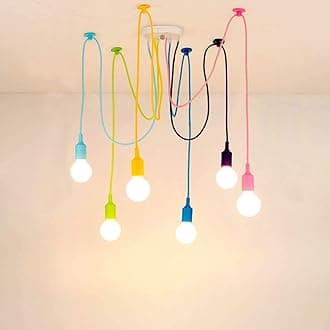 6-Arms Spider Lamps Modern Style Adjustable Ceiling Lights DIY Pendant Lighting Fixture Color Chandelier for Children's Room Bedroom Dining Room Living Room Classroom(Each with 59" Wire)