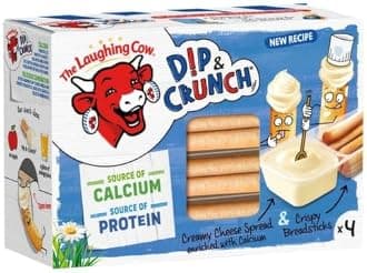 Laughing Cow Dip & Crunch Crispy Breadsticks With Delicious Spreadable Processed Cheese Fun Pack Rich In Calcium 4 Tube X 35gm