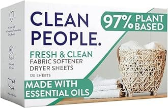 The Clean People Fabric Softener Sheets - Dryer Sheets - Softens & Removes Static Cling - Vegan Laundry Softener With Essential Oils - Fresh Scent, 120 Pack