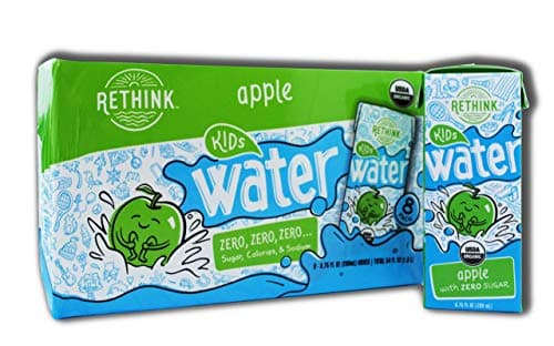 Rethink Kids Water, Flavored Water, Zero Sugar, Zero Calorie, Zero Sodium, 100% Recyclable, 200 mL Carton, Pack of 32 (Kids Apple)
