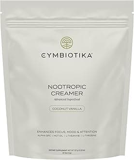 CYMBIOTIKA Nootropic Creamer – MCT Oil, Alpha GPC, L-Theanine – Keto, Vegan, Sugar-Free Coffee Creamer for Focus, Energy & Mental Clarity – Coconut Vanilla Flavor, 30 Servings