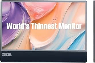 SOTSU Ultra Slim 12.5" Portable Monitor SUSPM12NB | IPS FHD Swivel Dual Screen for Laptop | Cell Phone, Gaming & Travel | PC Compatible, Chrome