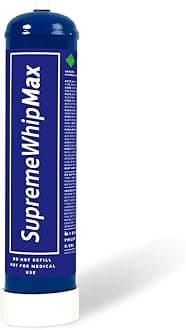 SupremeWhipMax Whipped Cream Chargers, Pure N2O Cylinder, 0.95L Nitrous Oxide, Compatible with Most Whippers, (580g)