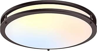 TOBUSA 18inch LED Flush Mount Ceiling Light, 50W 5600lm Bright Dimmable LED Light Fixture, 2700K-6500K Adjusted, Modern Oil-Rubbed Bronze Kitchen Light Fixture Ceiling for Living Room Bedroom, 1-Pack