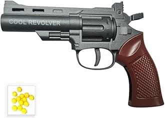 HALO NATION® Mini Revolver Metal Gun Toy with 100 BB Bullets Gun Toy for Boys Diecast Foldable Pistol Display Collection - Grey