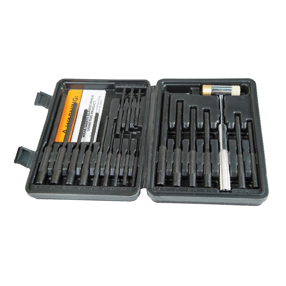 Master Roll Pin Punch Set with Dual Sided Hammer, Roll Pin Punches and Starters, Storage Case for Gunsmithing, silver