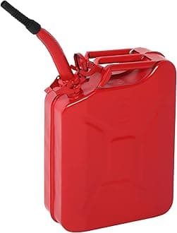 Red 20L Metal Jerry Can with Spout - Portable Diesel Storage for Car, Truck, Motorcycle & Off-Road Emergency Supply