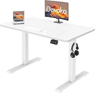 Devoko Standing Desk with Electric Height Adjustable Standing Desk for Home Office, Height Adjustable Desk 120 x 60 cm, White