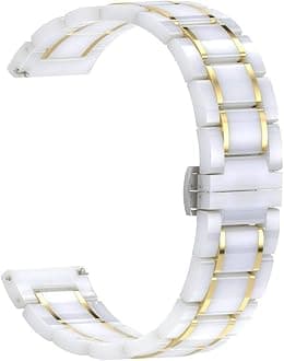 Watch Strap, 20mm 22mm 24mm Luxury Ceramic band for Women Men Watch Replacement Straps Smart Watch ceramic strap (Band Color : White gold, Band Width : 22mm)