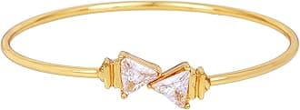 Estele Jewellery Bracelet For Women Gold Plated Dazzling Free Size Cuff Kada Bracelet with White Crystals for Girls and Women-101555 BR