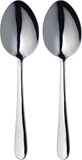 Duo of Stainless Steel Serving Spoons, 2-Piece Spoon Set for Buffets, Dinner Parties and Family Meals - Silver