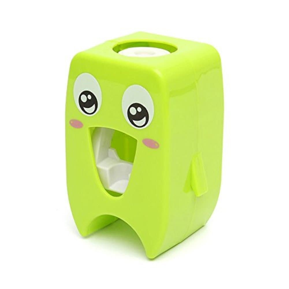 HuaPa Cartoon Automatic Toothpaste Dispenser, Cute Wall Mounted Toothpaste Squeezer for Kids - Green