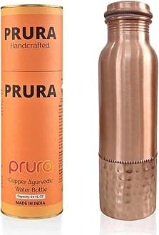 Pure Hammered Copper Water Bottle 32 oz - Drink More Water, Lower Your Sugar Intake And Enjoy the Benefits