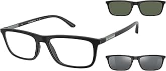Emporio ArmaniMen's Ea4160 Prescription Eyewear Frames with Two Interchangeable Sun Clip-ons Rectangular