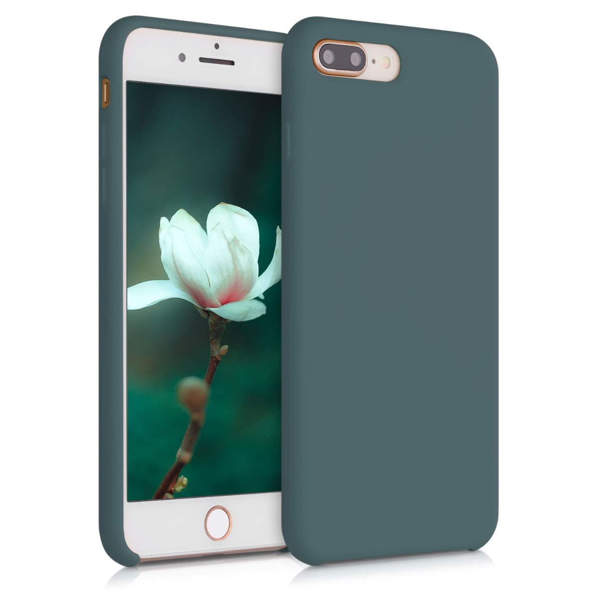 kwmobile Case Compatible with Apple iPhone 7 Plus/iPhone 8 Plus Case - TPU Silicone Phone Cover with Soft Finish - Dark Slate