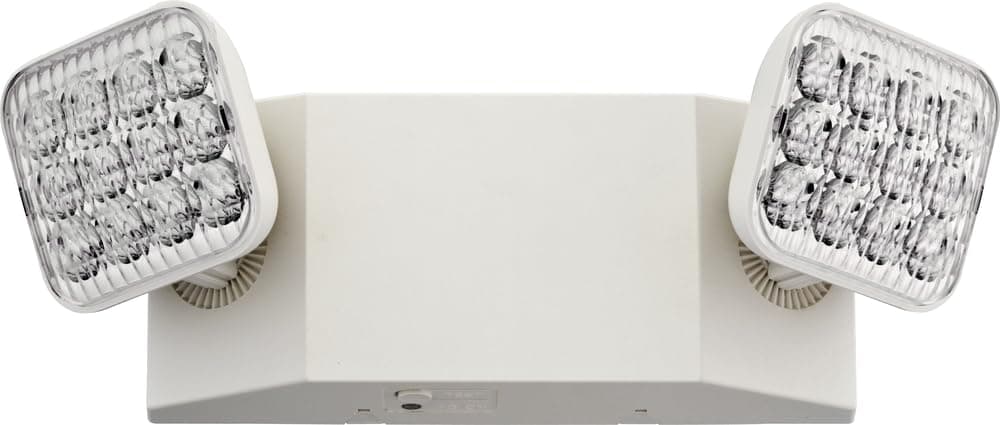 Basics LED Emergency Light, Emergency Lighting with Dual Adjustable LED Lamp Heads, Wall Mount, Damp Location Rated, 90-Minute Backup, 120/277V, White (EU2C M6)