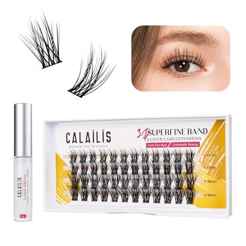 Individual Lashes, DIY Eyelash Extensions, Super Thin Glue-based Band, Natural Look Reusable, 11/13/15/15mm,Lasting for 48 Hours Individual DIY Eyelashes(YS02)
