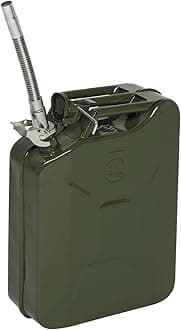 Green Metal Jerry Can with Pour Tube - 20L/5 Gallon Diesel Storage for Car, Truck, Motorcycle & Off Road Emergency Supply