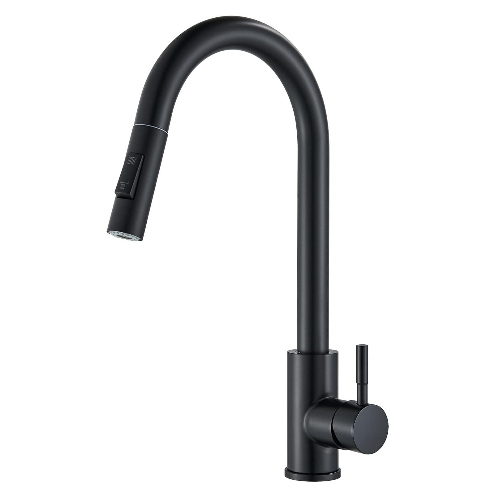 Suguword Matte Black Kitchen Mixer Tap, High Arc Pull Down Kitchen Sink Tap with Dual Spray Modes, Single Lever 360° Swivel Stainless Steel Faucet
