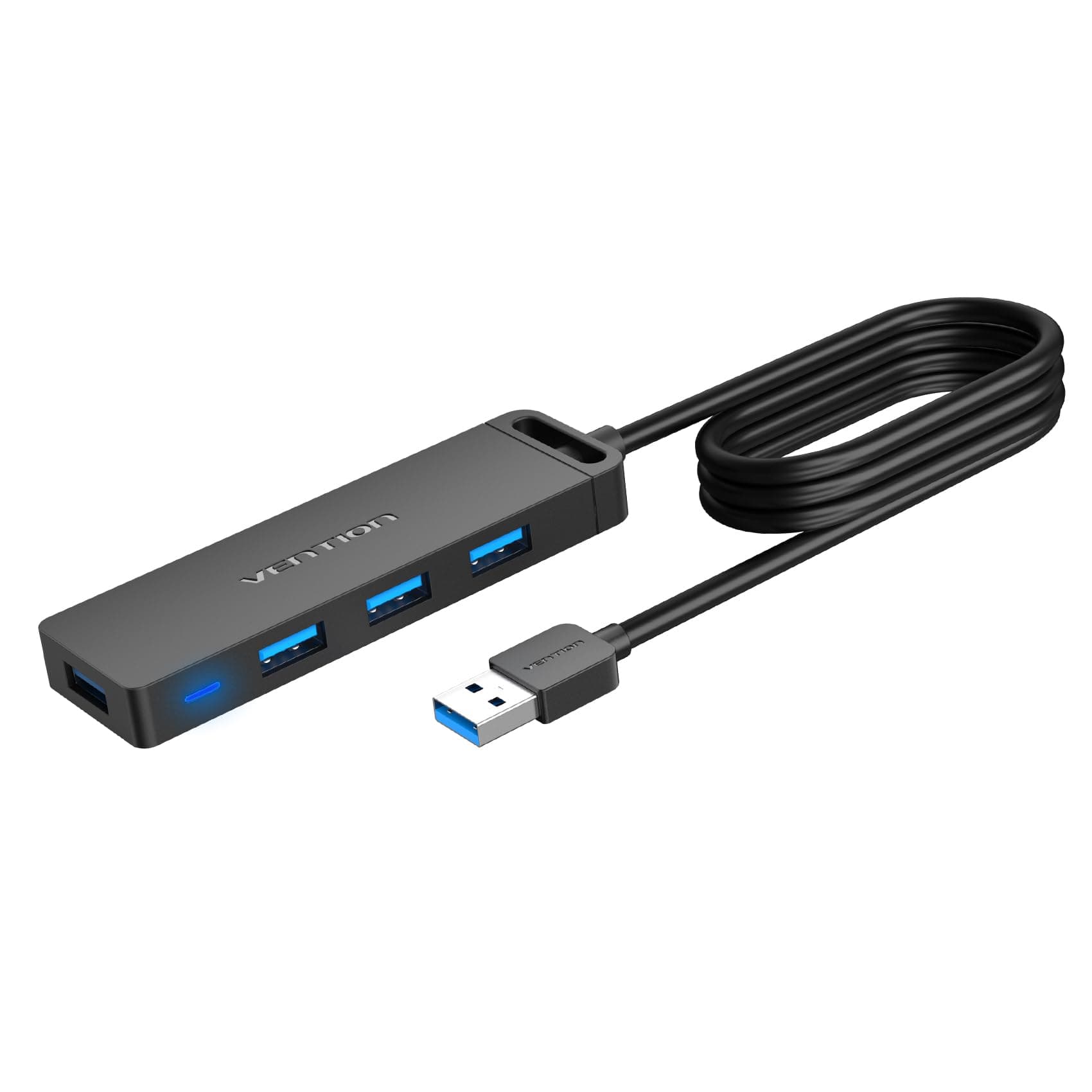 4-Port USB 3.0 Hub Ultra-Slim Data USB Splitter [Charging Supported] Compatible with MacBook, Laptop, Surface Pro, PC, Flash Drive, Mobile HDD (USB A, 1 Meter)