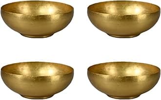 Antique Brass Decorative Bowls, Metal Pedestal Basket for Floating Candles, Flowers, Potpourri & Catchall Decor, Centerpiece for Tabletop, 4.75" Tall x 12" Diameter, Pack of 4